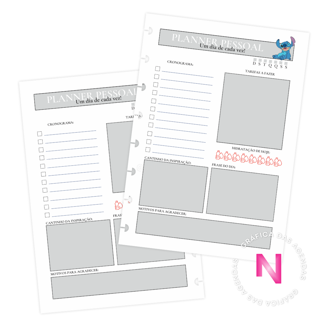 Stitch Black Planner - Refil Caderno de Disco